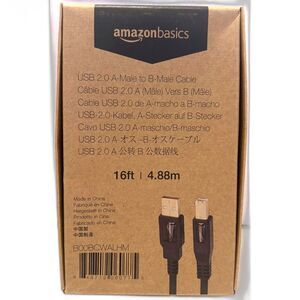 Amazon Basics 16 Ft USB-A to USB-B 2.0 Cable-NIB